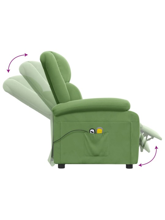 Elektrické masážní křeslo světle zelené samet