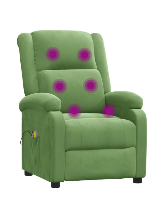 Elektrické masážní křeslo světle zelené samet