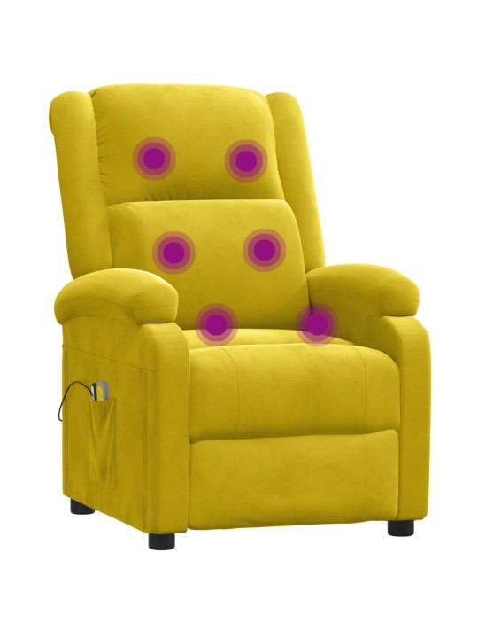 Elektrické masážní křeslo žluté samet