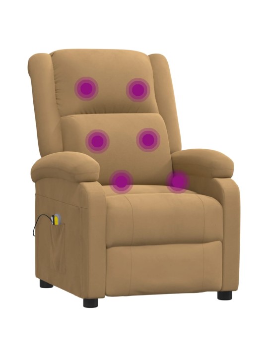Elektrické masážní křeslo hnědé samet