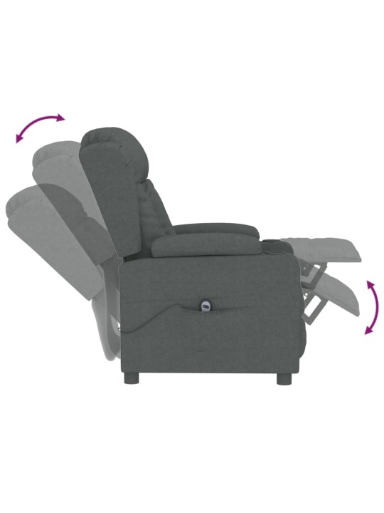 Elektrické polohovací křeslo tmavě šedé textil