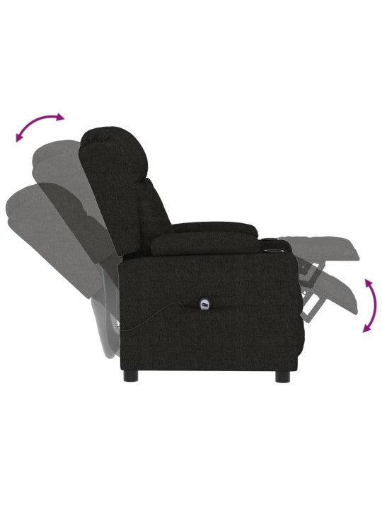 Elektrické polohovací křeslo černé textil