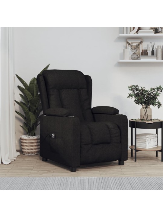 Elektrické polohovací křeslo černé textil