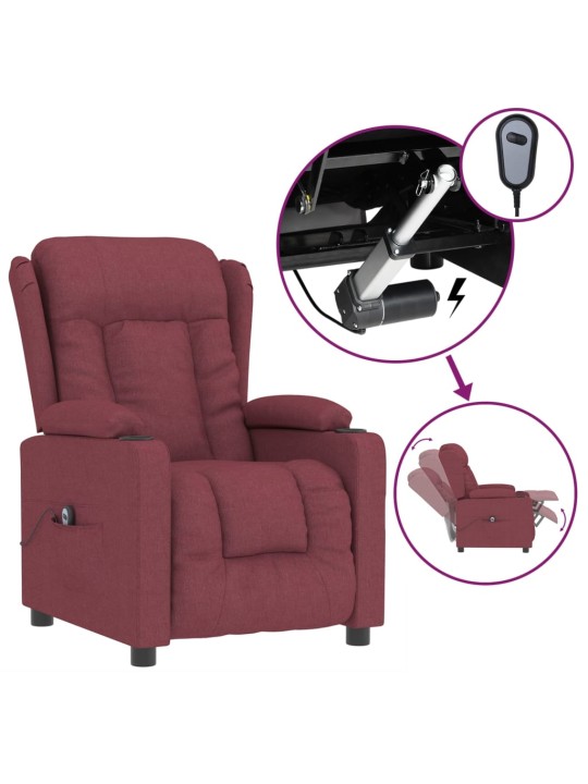 Elektrické polohovací křeslo vínové textil
