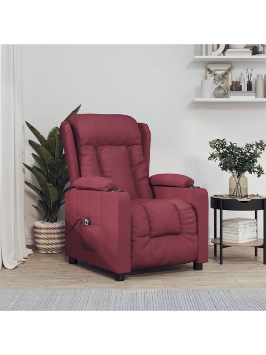 Elektrické polohovací křeslo vínové textil