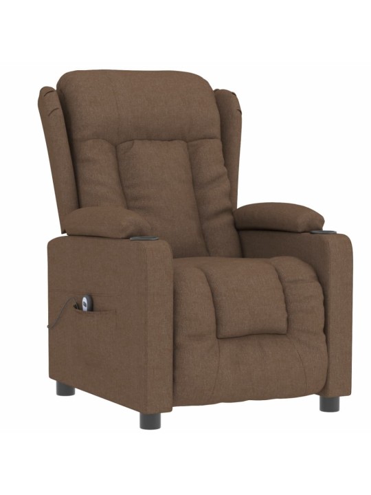 Elektrické polohovací křeslo hnědé textil