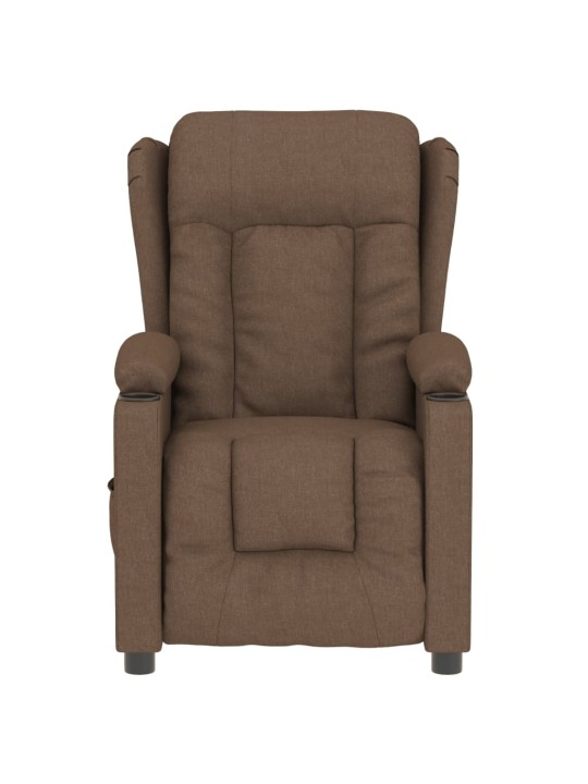 Elektrické polohovací křeslo hnědé textil