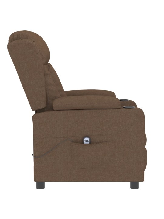 Elektrické polohovací křeslo hnědé textil