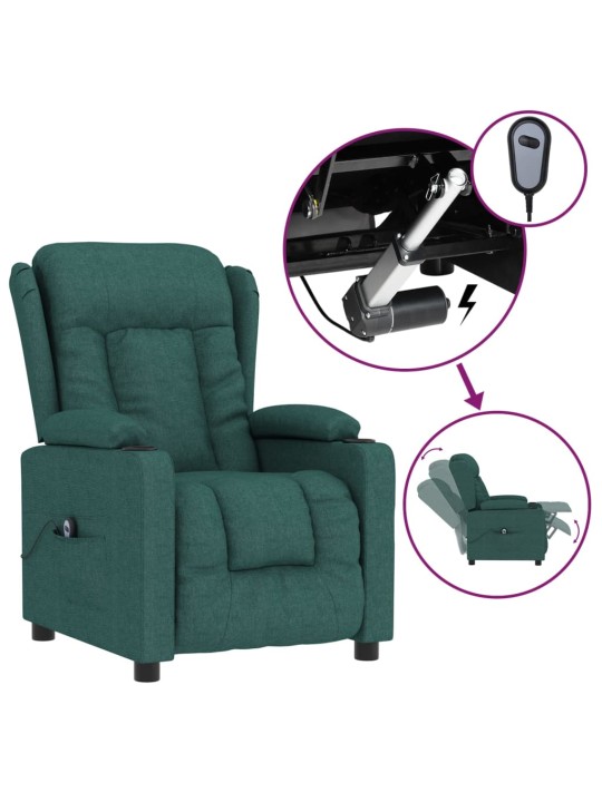 Elektrické polohovací křeslo tmavě zelené textil
