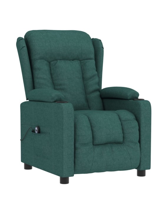 Elektrické polohovací křeslo tmavě zelené textil