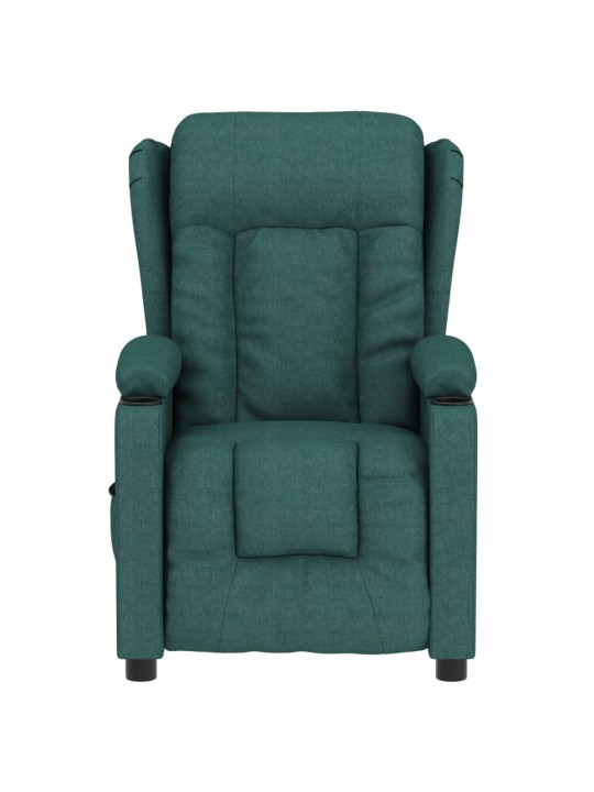 Elektrické polohovací křeslo tmavě zelené textil