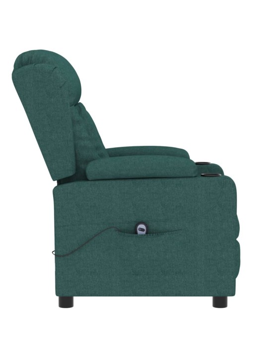 Elektrické polohovací křeslo tmavě zelené textil