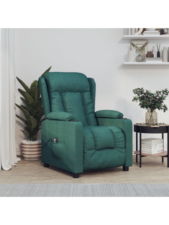 Elektrické polohovací křeslo tmavě zelené textil