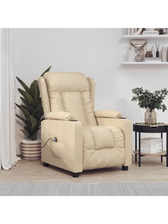 Elektrické polohovací křeslo krémové textil