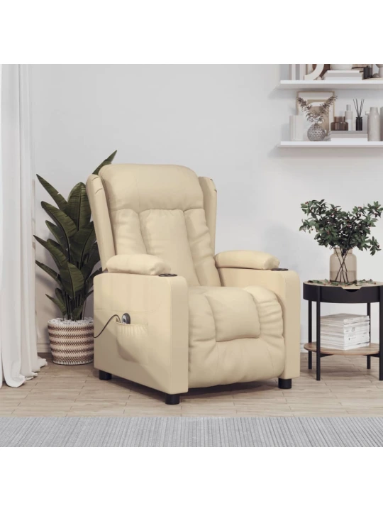 Elektrické polohovací křeslo krémové textil