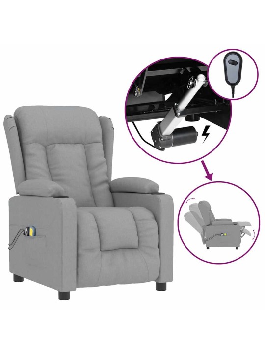 Elektrické masážní křeslo světle šedé textil