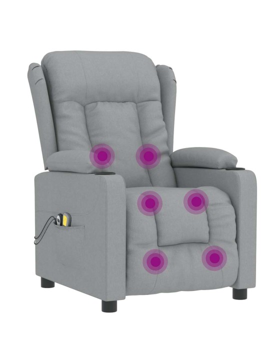 Elektrické masážní křeslo světle šedé textil