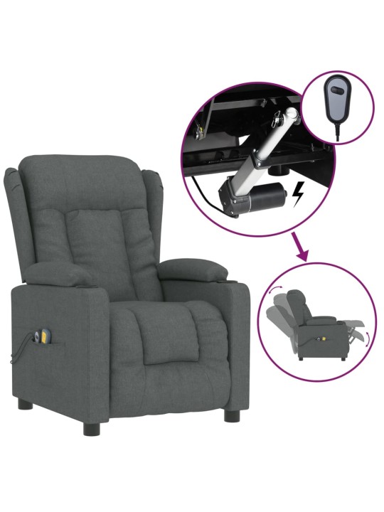 Elektrické masážní křeslo tmavě šedé textil