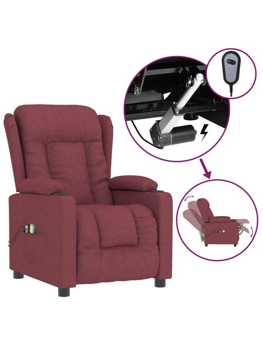 Elektrické masážní křeslo vínové textil