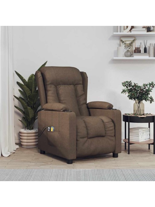 Elektrické masážní křeslo hnědé textil