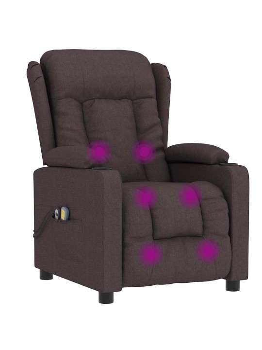 Elektrické masážní křeslo tmavě hnědé textil