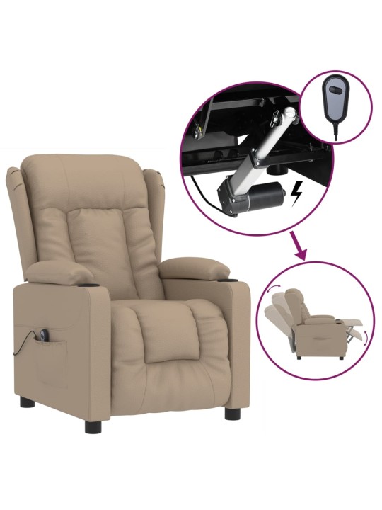Elektrické polohovací křeslo cappuccino umělá kůže