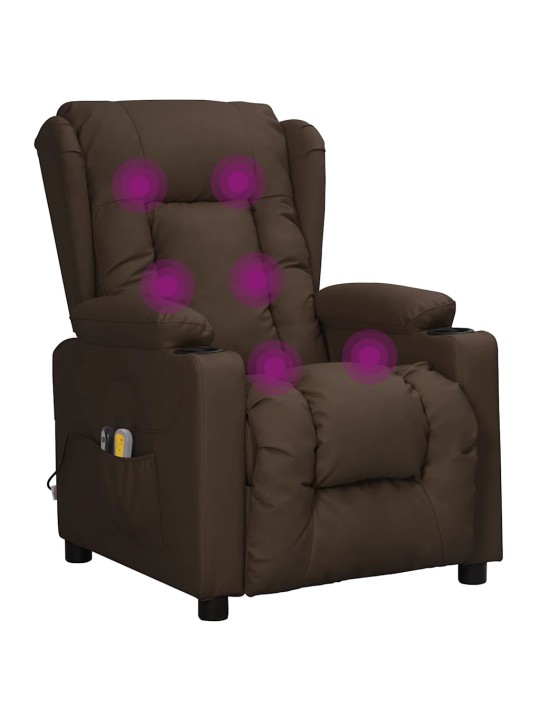 Elektrické masážní křeslo hnědé umělá kůže