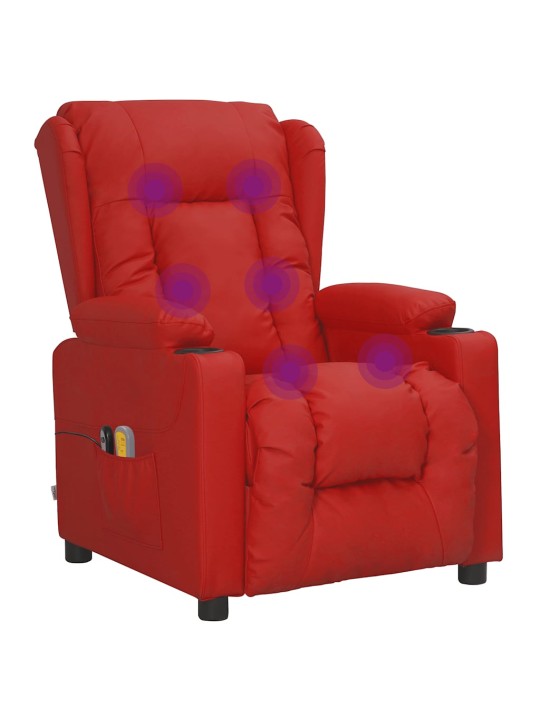 Elektrické masážní křeslo vínové umělá kůže