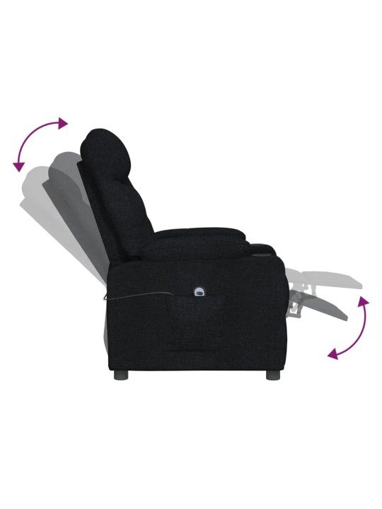 Elektrické polohovací křeslo černé textil