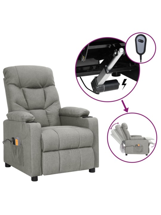 Elektrické masážní křeslo světle šedé textil