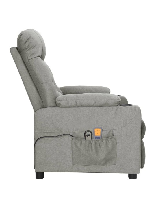 Elektrické masážní křeslo světle šedé textil