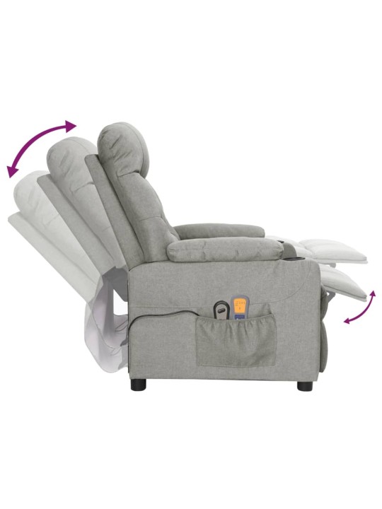 Elektrické masážní křeslo světle šedé textil