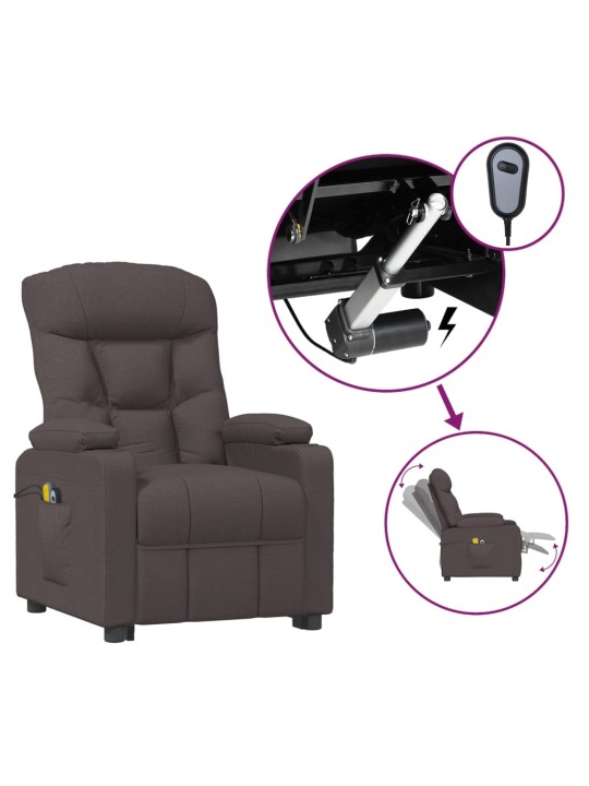 Elektrické masážní křeslo tmavě hnědé textil