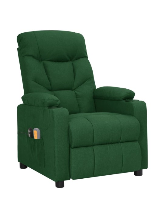 Elektrické masážní křeslo tmavě zelené textil