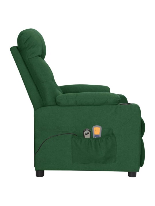 Elektrické masážní křeslo tmavě zelené textil