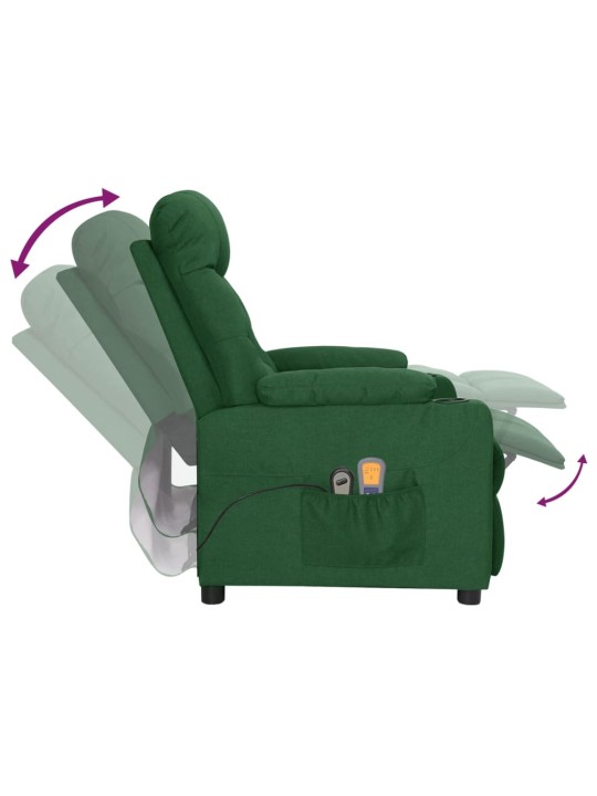 Elektrické masážní křeslo tmavě zelené textil