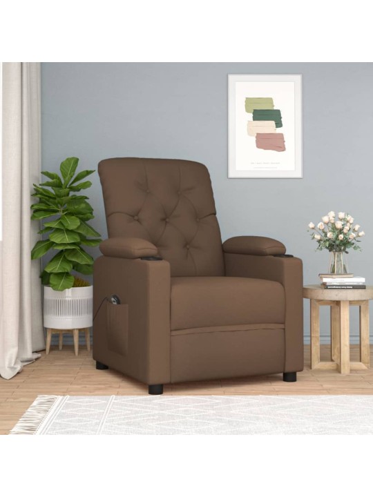Elektrické polohovací křeslo hnědé textil