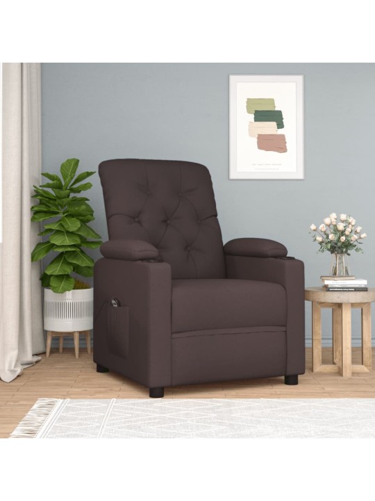 Elektrické polohovací křeslo tmavě hnědé textil