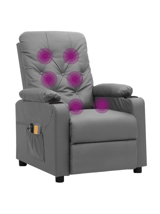 Elektrické masážní křeslo šedé umělá kůže