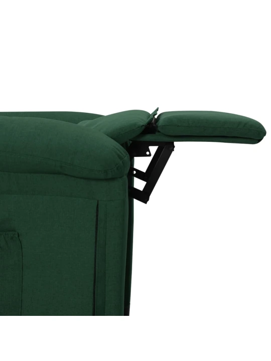 Elektrické polohovací křeslo tmavě zelené textil