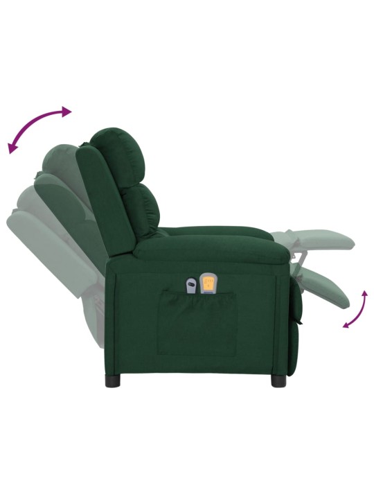 Elektrické masážní křeslo tmavě zelené textil