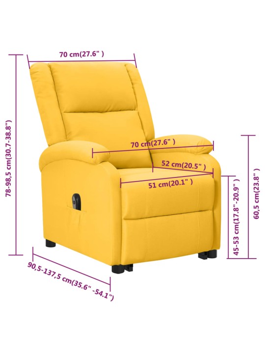 Zvedací křeslo žluté textil