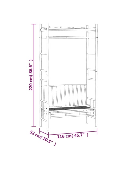 Zahradní lavice s pergolou 116 cm bambus
