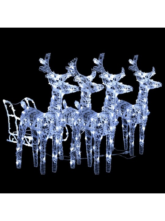Vánoční sobi se sáněmi 240 LED diod akryl