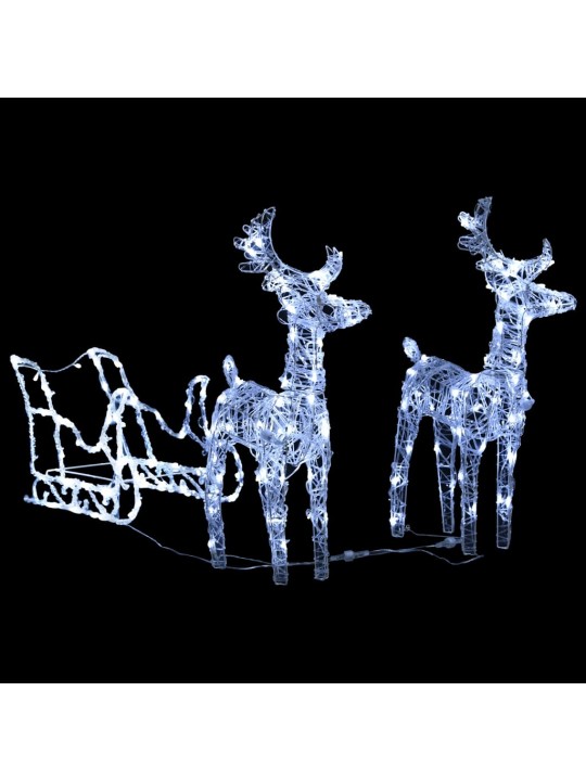 Vánoční sobi se sáněmi 240 LED diod akryl