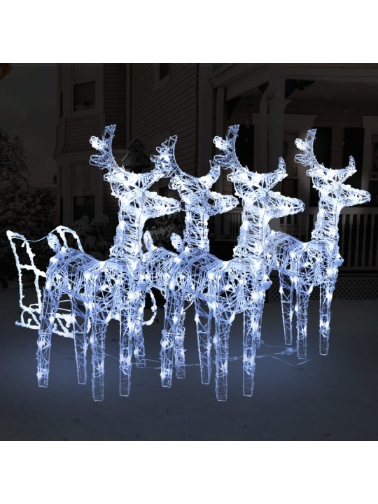 Vánoční sobi se sáněmi 240 LED diod akryl