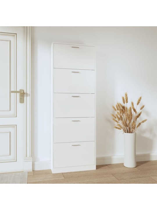 Botník bílý s vysokým leskem 59 x 17 x 169 cm kompozitní dřevo