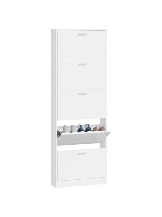 Botník bílý s vysokým leskem 59 x 17 x 169 cm kompozitní dřevo
