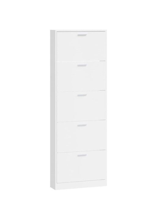 Botník bílý s vysokým leskem 59 x 17 x 169 cm kompozitní dřevo