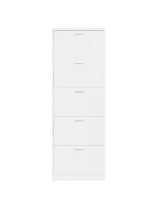 Botník bílý s vysokým leskem 59 x 17 x 169 cm kompozitní dřevo